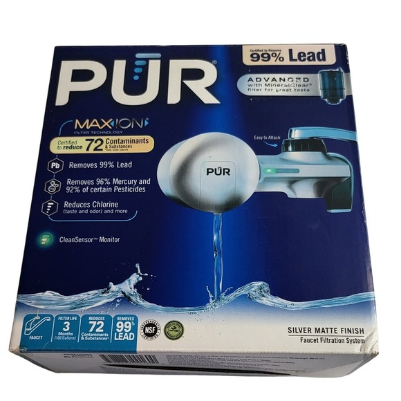 Pur Other - PUR Maxion Faucet Water Filter Filtration Reduces 99% Lead Silver Model PFM300V